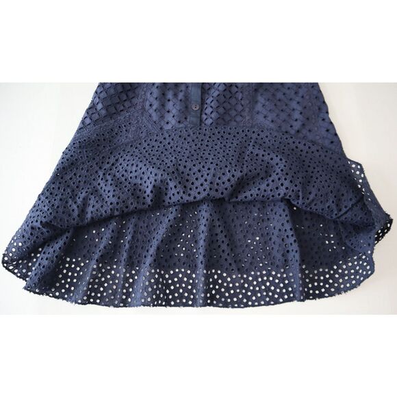 Cynthia Steffe 8337403 Women's Sz 4 Navy Blue Eyelet Textured Pencil Skirt - Picture 7 of 11